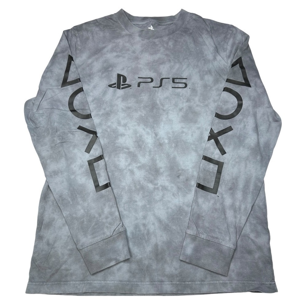 Tailgate PS5 PlayStation 5 Logo Tie Dye Long‎ Sleeve Gray T/Shirt Men’s Size M